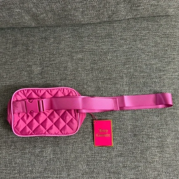 Juicy Couture Quilted Fanny Pack Belt Bag Lined Pink Purse Barbie New - Picture 8 of 14